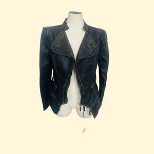 Chou Yatou, S, Black PU Leather Jacket